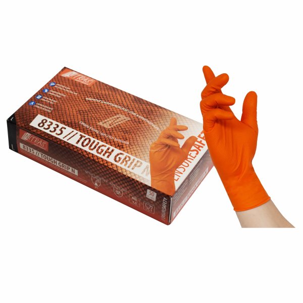 NITRAS TOUGH GRIP N Nitril-Einweghandschuh 50Stk Gr. L orange